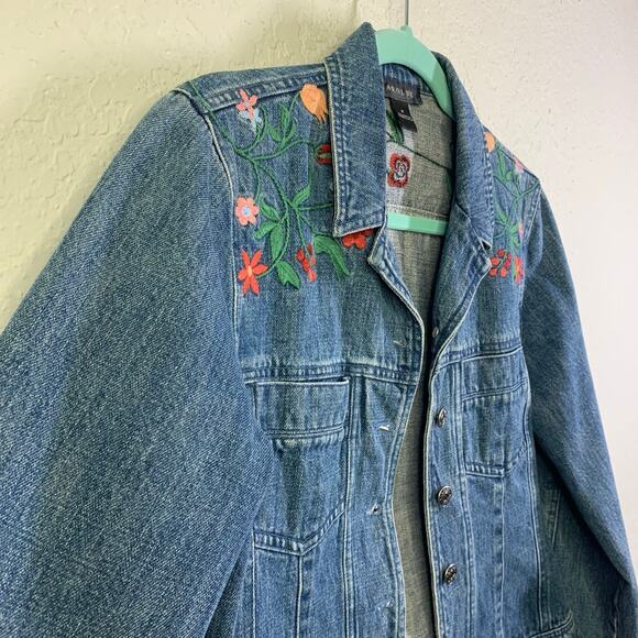 HAROLD'S Denim Jacket Coat Embroidered Floral Preppy Vintage Norman‎ Oklahoma - Picture 6 of 12